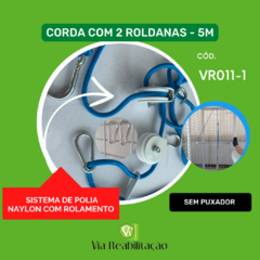 CORDA COM 2 ROLDANAS - 5MT (SISTEMA DE POLIA EM NAYLON COM ROLAMENTO)