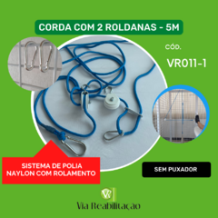 CORDA COM 2 ROLDANAS - 5MT (SISTEMA DE POLIA EM NAYLON COM ROLAMENTO) - loja online