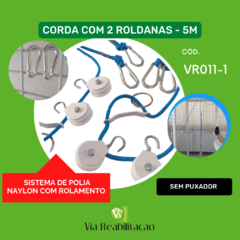 CORDA COM 2 ROLDANAS - 5MT (SISTEMA DE POLIA EM NAYLON COM ROLAMENTO) na internet