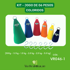 KIT - JOGO DE 06 PESOS EM LONA - COLORIDOS (0,5 Kg - 1.0 kg - 1.5 kg - 2.0 kg - 2.5 kg - 3.0 kg)