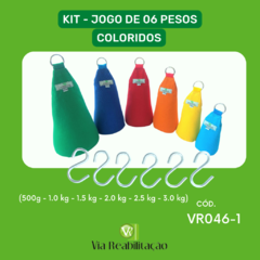 KIT - JOGO DE 06 PESOS EM LONA - COLORIDOS (0,5 Kg - 1.0 kg - 1.5 kg - 2.0 kg - 2.5 kg - 3.0 kg)