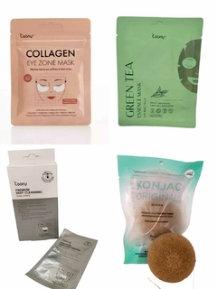 SET COONY EYE ZONE MASK , MASCARILLA A ELECCION, NOSE STRIPS, ESPONJA KONJAC