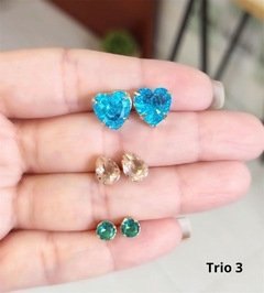 Imagem do Trio de Brincos em Pedra Color