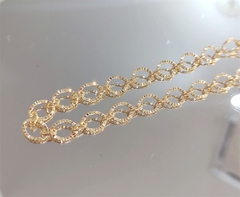 Choker de Elos Finos e Médios Diamantados Banhado a Ouro