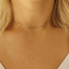 Choker Fígaro 3x1 Batido Banhado - comprar online