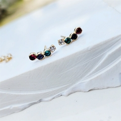 Brinco Mini Ear Cuff Quatro Pedras Cherry Banhado a Ouro - comprar online