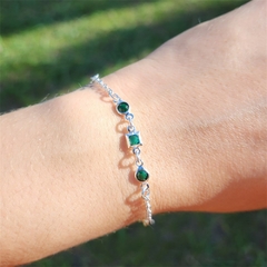 Pulseira Cristais em Tons Verdes Prata 925 - comprar online