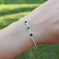 Pulseira Cristais em Tons Verdes Prata 925