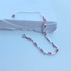 Pulseira Retângulos Rosa Prata 925