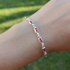 Pulseira Retângulos Rosa Prata 925 - comprar online