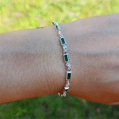 Pulseira Retângulos Verde Prata 925 - comprar online