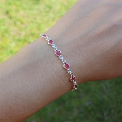 Pulseira Cristais Rosa Prata 925