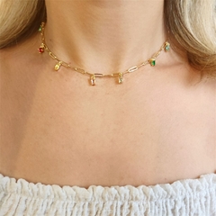 Choker Elos com Pedras Esplendor Banhado a Ouro