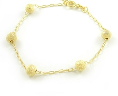 Pulseira de Bolas Fosca Banhada a Ouro