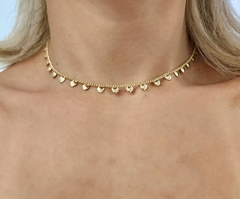 Choker Groumet Corações Banhada a Ouro - comprar online