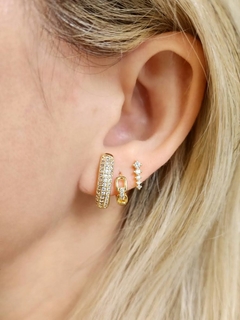 Brinco Ear Cuff Cravejado Cristal Aurea Banhado - Alisma Semijoias