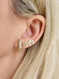 Brinco Ear Cuff Cravejado Cristal Aurea Banhado - loja online