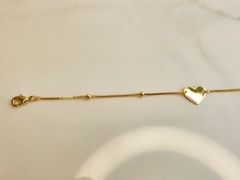 Pulseira Bolinha Coração Banhada a Ouro