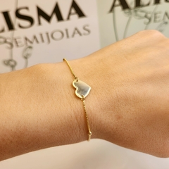 Pulseira Bolinha Coração Banhada a Ouro - comprar online