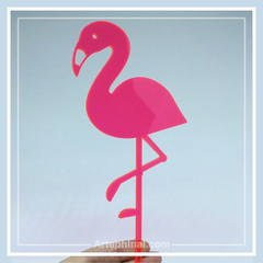 Topo de Bolo em Acrílico - Flamingo