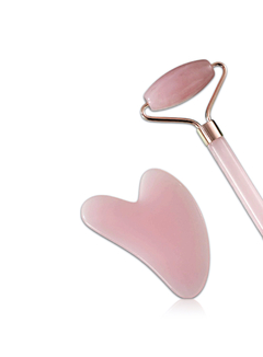 RODILLO FACIAL JADE DOBLE ACCIÓN + PIEDRA GUA SHA (PACK 2U) - comprar online