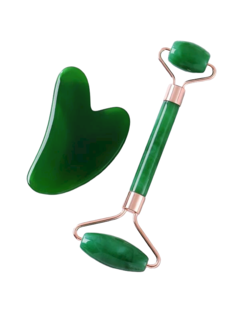 RODILLO FACIAL JADE DOBLE ACCIÓN +PIEDRA GUA SHA (PACK 2U) - comprar online