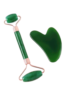 RODILLO FACIAL JADE DOBLE ACCIÓN +PIEDRA GUA SHA (PACK 2U) - tienda online