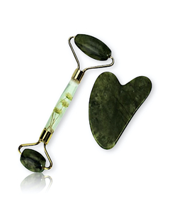 RODILLO FACIAL JADE DOBLE ACCIÓN + PIEDRA GUA SHA (PACK 2U) CUARZO DE FLORES - RIVERS SPORT