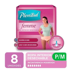 Plenitud Femme Ropa Interior Incontinencia Talle P/M Pequeño/Mediano x8