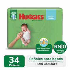 HUGGIES ACTIVE SEC Flexi Comfort RN Recien Nacido x34