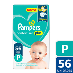 Pampers Confort Sec Plus Talle P Pequeño x56