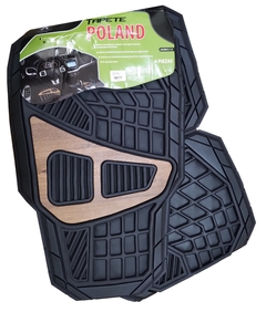 TAPETE POLAND NEGRO - MADERA DE HULE RECORTABLE 4 PIEZAS - BEXT AUTOACCESORIOS