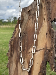 Antigua cadena de plata diseño eslabon rectangular ovalado - comprar online