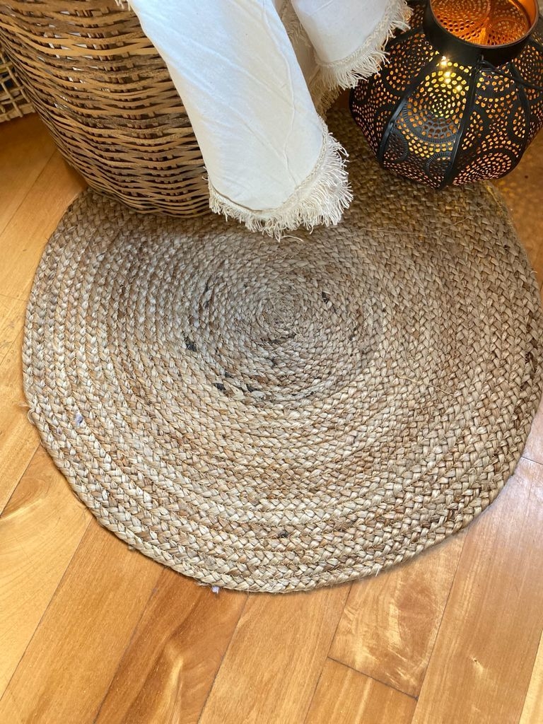 Alfombra redonda de yute de fibra natural para alfombras de 8 pies, alfombra  de piso de