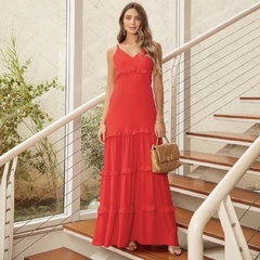 Vestido longo babados