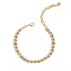 Pulseira Riviera Strass P - Black Diamond/Ouro Vintage