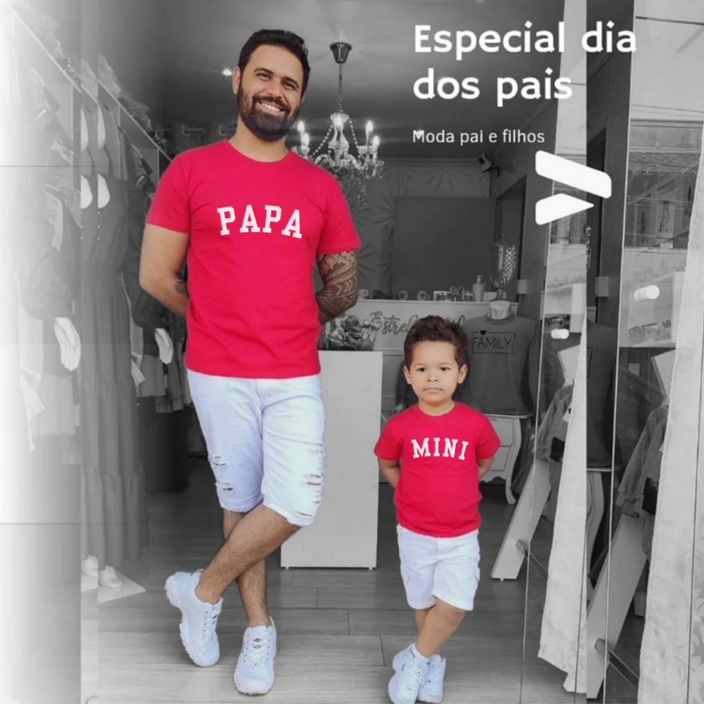 Blusa mama, papa, mini - Estrelar Moda Família