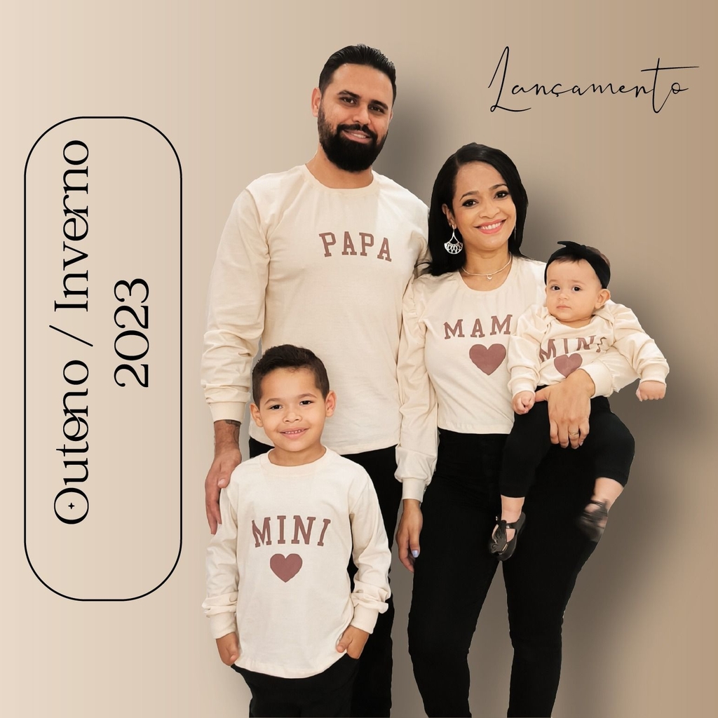 Blusa mama, papa, mini - Estrelar Moda Família