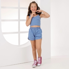 Conjunto Short + Semi cropped Jeans - Hedra Moda Feminina & Kids