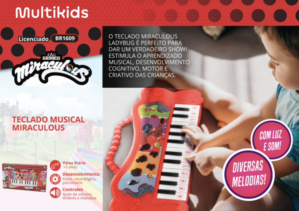 Teclado Infantil - Miraculous - Ladybug - Fun