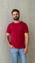 Camiseta Algodão Egípcio Gola O Masculina Bordô