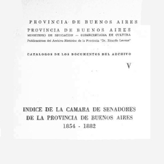 Indice de la Cámara de Senadores de la Provincia de Buenos Aires 1854-1882. Volumen V 2