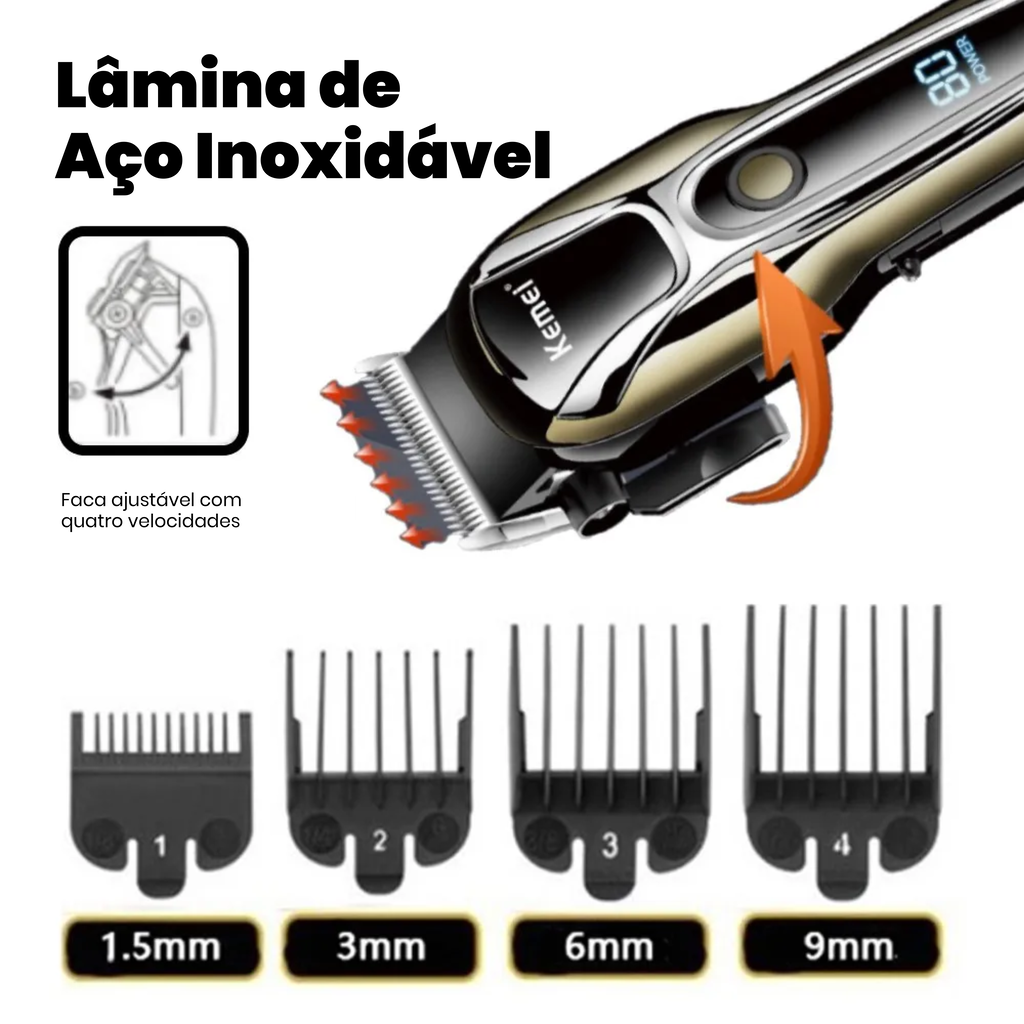 Kit Aparador Eletrico Maquina de Cortar Cabelo e Mini Barbeador Sem