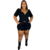 Macaquinho Plus Size Preto Com Cinto - comprar online