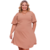 Vestido feminino plus size na cor nude, com detalhe no peito e mangas bufantes, ideal para diversas ocasiões.