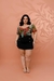 Conjunto Short Saia Preto e Blusa Estampada Plus Size - loja online