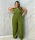 Macacão Pantalona Longo Com Elástico na Cintura Plus Size Verde Militar - comprar online