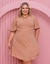 Vestido Feminino Detalhe no Peito e nas Mangas Plus Size Nude - comprar online