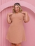 Vestido Feminino Detalhe no Peito e nas Mangas Plus Size Nude - Lubella Plus Size e Folheados Atacado