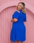 Vestido Feminino Detalhe no Peito e nas Mangas Plus Size Azul